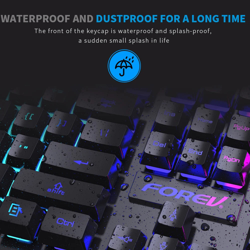 104 Keys Mechanical  Wired Gaming Keyboard for Laptop Desktop Ergonomics RGB Backlit LED Keycaps