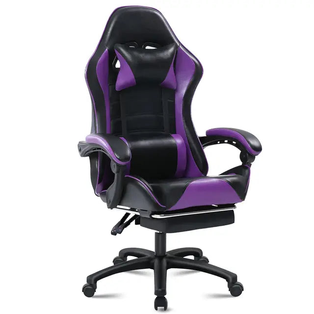 Ergonomic Reclining Gaming Chair with Footrest for Adults - PU Leather Office and Video Game Chair