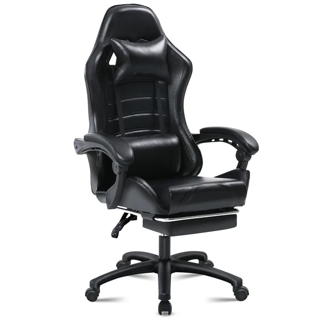 Ergonomic Reclining Gaming Chair with Footrest for Adults - PU Leather Office and Video Game Chair