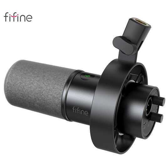 FIFINE USB/XLR Dynamic Microphone with Shock Mount,Touch-mute,Headphone Jack&Volume Control,for PC or Sound Card Recording -K688