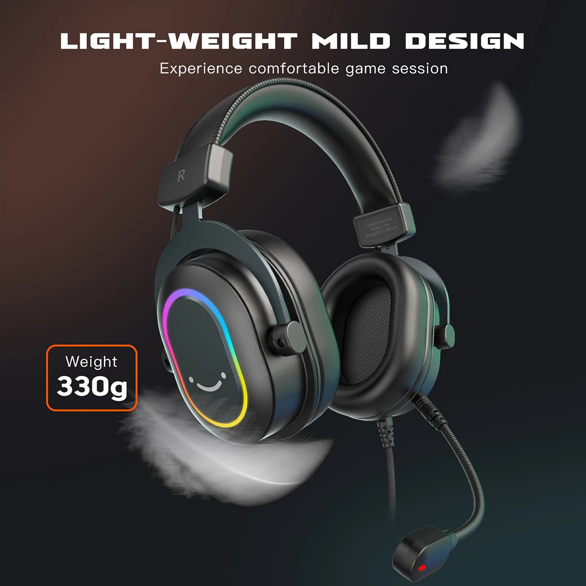 Fifine Dynamic Gaming Headset with Mic Over-Ear Headphones 7.1 Surround Sound PC PS4 PS5 3 EQ Options Game Movie Music