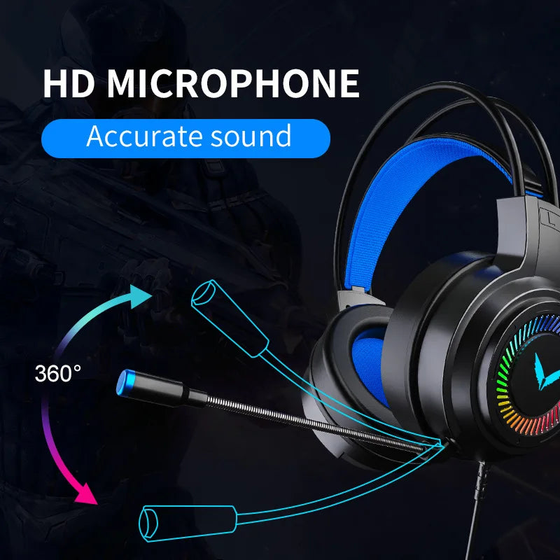 G58 Wired 7.1 Gaming Headset, Foldable Stereo Bass Headphones with Mic