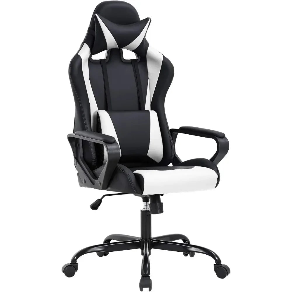 Ergonomic High-Back Gaming Chair, PU Leather, Swivel & Rolling Office Chair