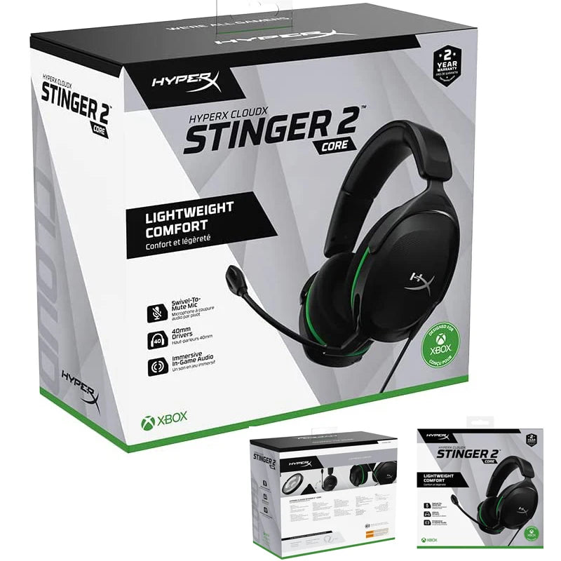 HyperX CloudX Stinger 2 Core Gaming Headset for Xbox Lightweight Over-Ear headsets with mic Swivel to Mute Function 40mm Drivers