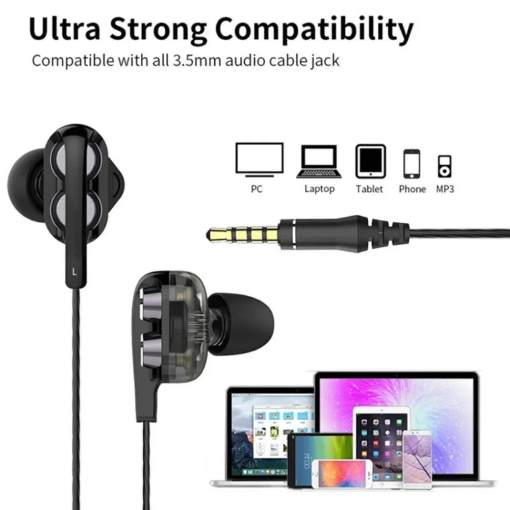 In-Ear Stereo Sleep Earphones with Mic, 3.5mm Wired Bass Sport Earbuds