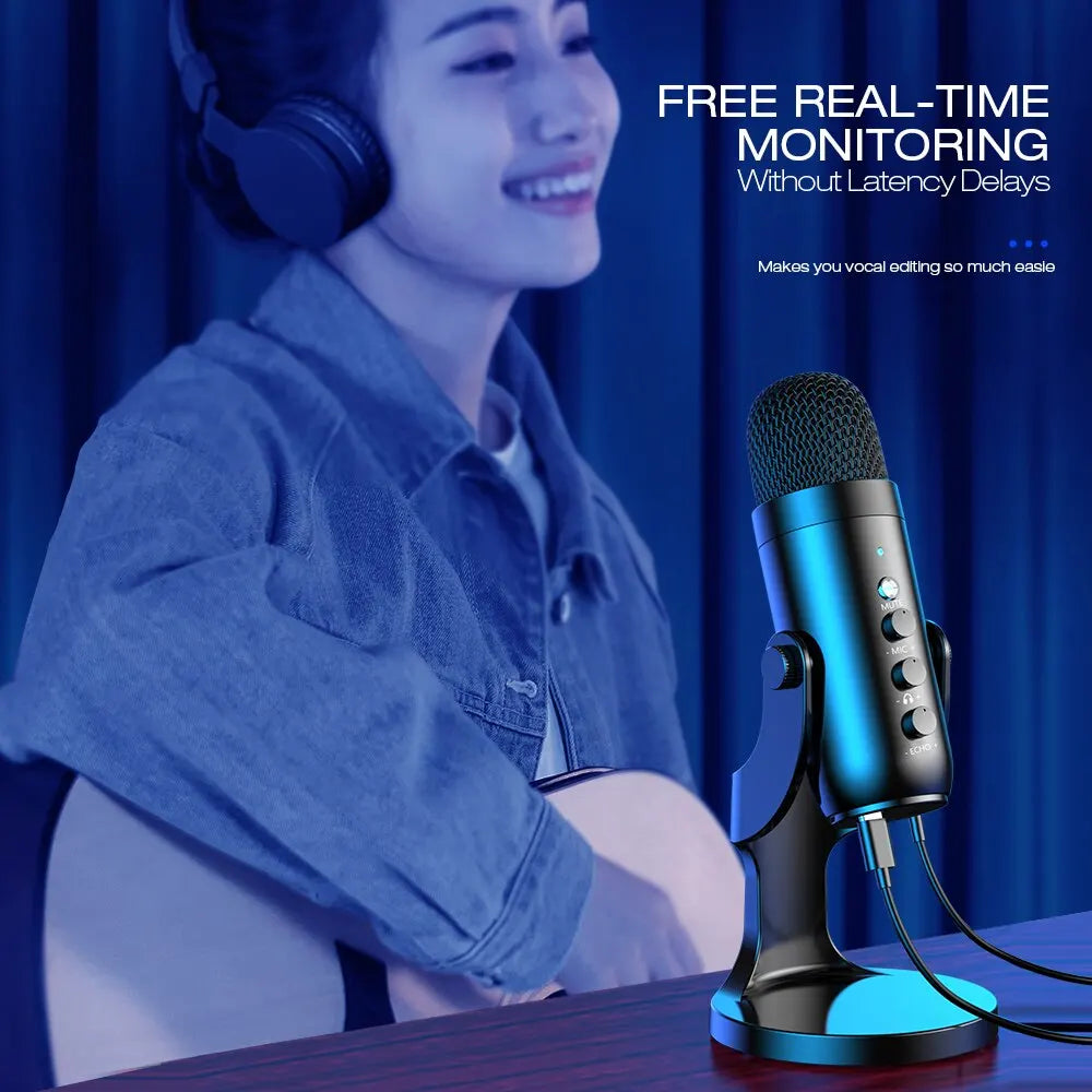 USB Condenser Microphone for PC/Mac, Gaming, Streaming & Podcasting with Headphone Output